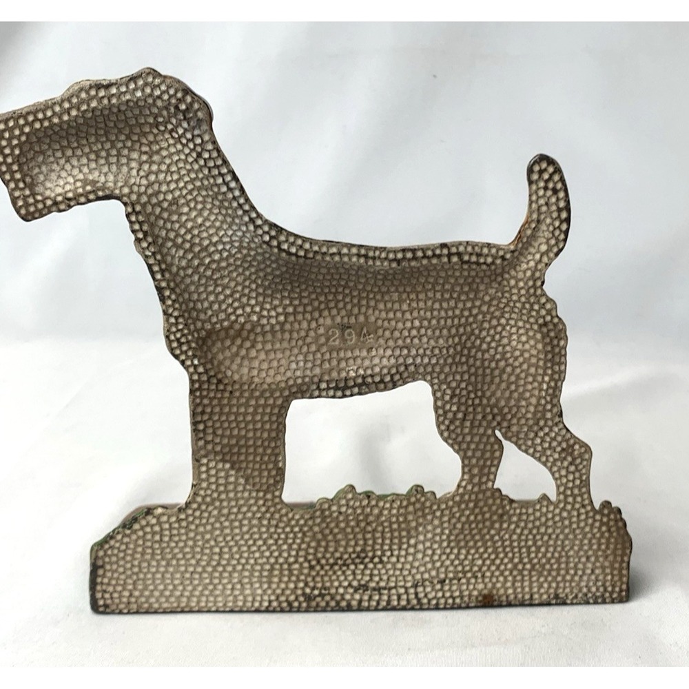 Hubley Cast Iron Airedale Fox Terrier Dog Bookend Doorstop #294 Vintage Fine - Picture 6 of 16